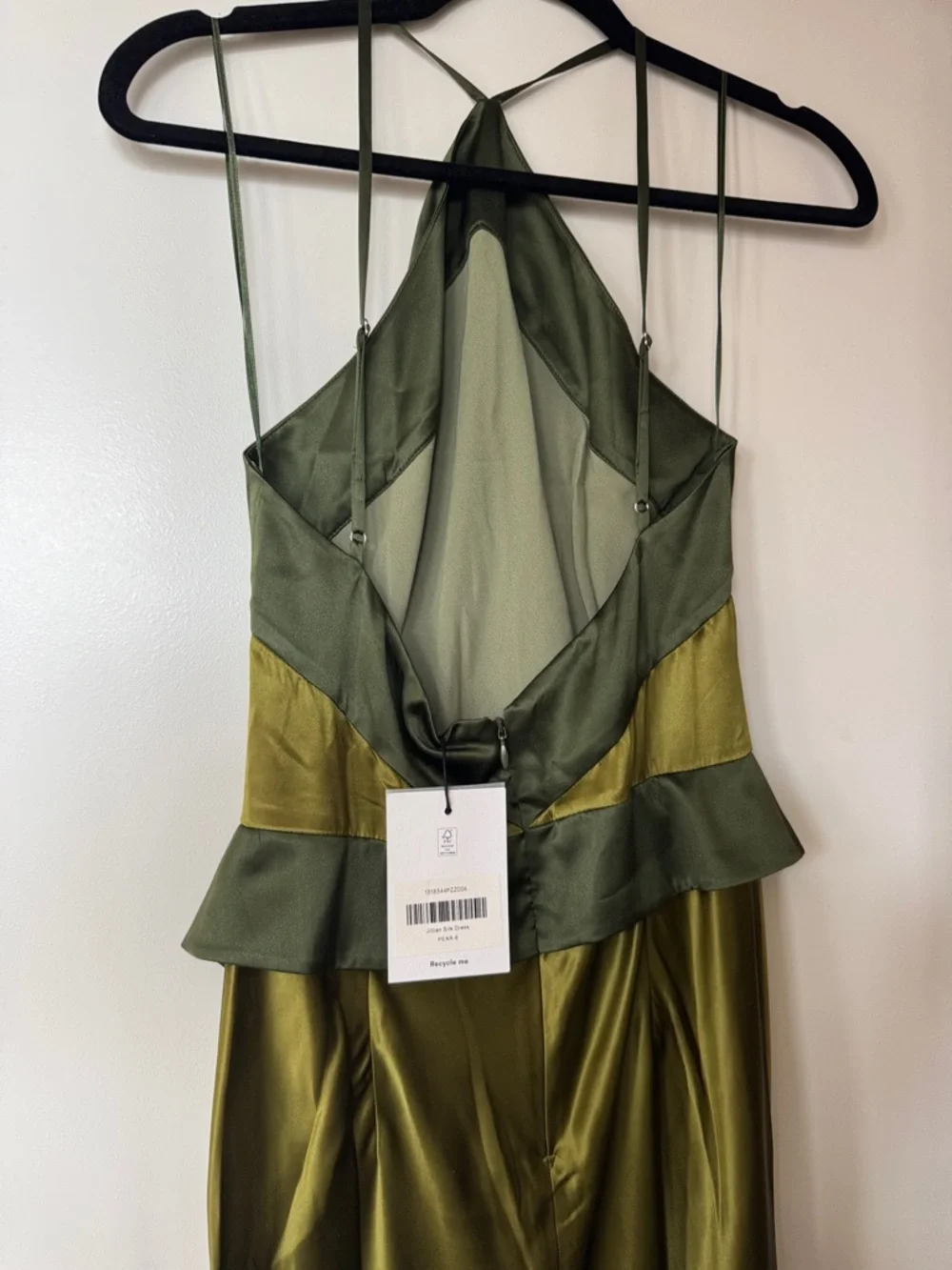 Reformation Jillian Silk Dress Olive Green Maxi Dress - Picture 2 of 7